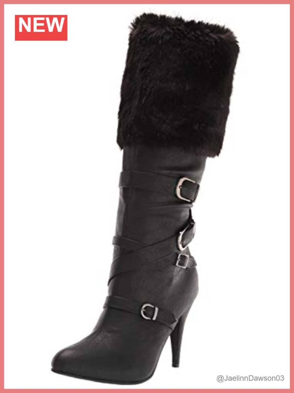 Faux Fur Lined Knee-High Stiletto Heel Halloween Fashion Boots